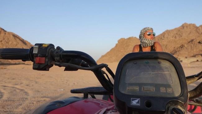 Alessandra basking in the Sinai sun, post quad bike ride. Photo: Loretta Muscat