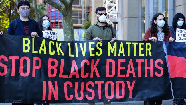 SYDNEY, AUSTRALIA -JULY 23 2020; Protestors gather for the Black Lives Matter Press Conference held in Queen Square outside the Supreme Court in Sydney, Australia on JULY 23 2020. Photo: NCA Newswire/ Gaye Gerard