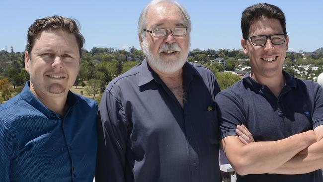 WHAT A VIEW: Launching the new CBD residential and parking tower are (from left) Van Heerden Design studio's Craig van Heerden, developers Barry and Mitchell Bernoth.