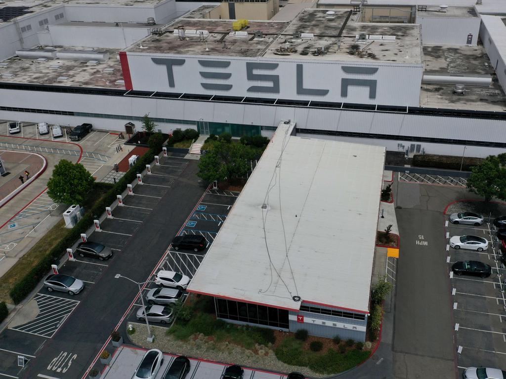 Mr Musk reopened the Fremont Tesla factory against the California local county’s wishes in May. Picture: Justin Sullivan / Getty Images / AFP