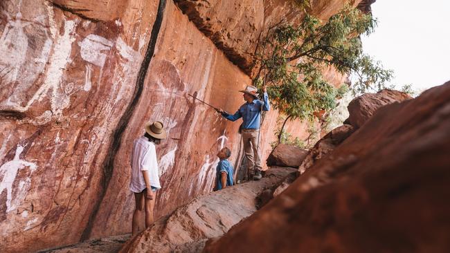 Visitors undertake a Jarramali Rock Art Tour near Laura.