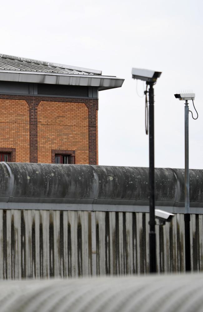 Belmarsh prison is seen behind its walls in south east London on April 12. Wikileaks founder Julian Assange is being held in London's high-security jail which has housed some of Britain's most notorious inmates. Picture: AFP