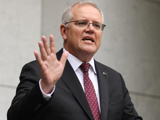 CANBERRA, AUSTRALIA - NewsWire Photos APRIL, 07, 2021:  Prime Minister Scott Morrison at a press conference at Parliament House.  Picture: NCA NewsWire/Gary Ramage