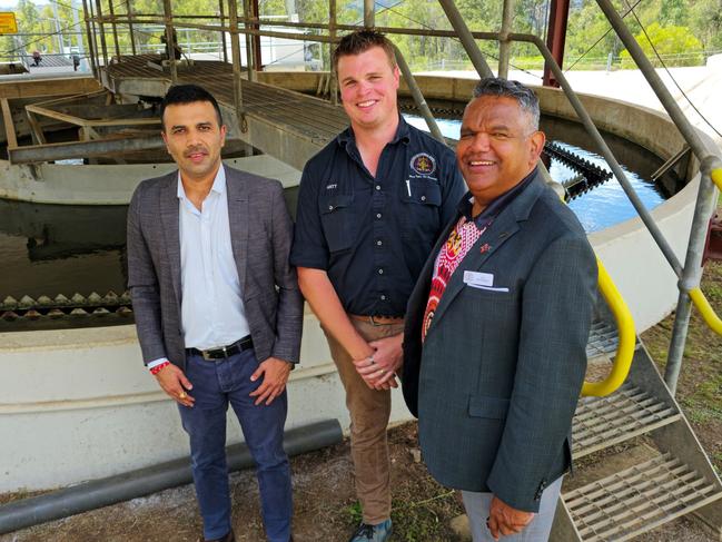 Cherbourg Mayor Bruce Simpson, CEO Chatur Zala and Operations Manager Matt Bock. Image: Cherbourg Aboriginal Shire Council.