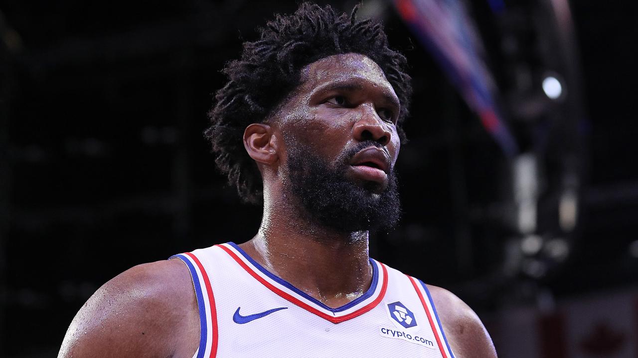 MEMPHIS, TENNESSEE - NOVEMBER 20: Joel Embiid #21 of the Philadelphia 76ers looks on during the game against the Memphis Grizzlies at FedExForum on November 20, 2024 in Memphis, Tennessee. NOTE TO USER: User expressly acknowledges and agrees that, by downloading and or using this photograph, User is consenting to the terms and conditions of the Getty Images License Agreement. (Photo by Justin Ford/Getty Images)