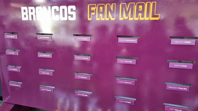 The Brisbane Broncos’ fan mail box at Red Hill.