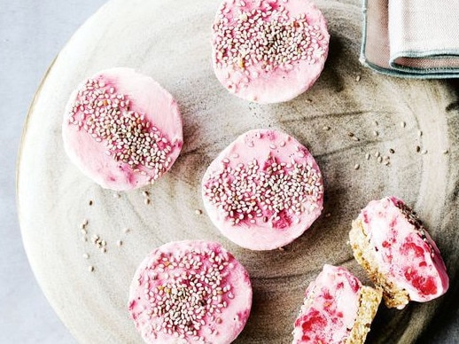 Healthy treats: Frozen raspberry marble yoghurt bites.