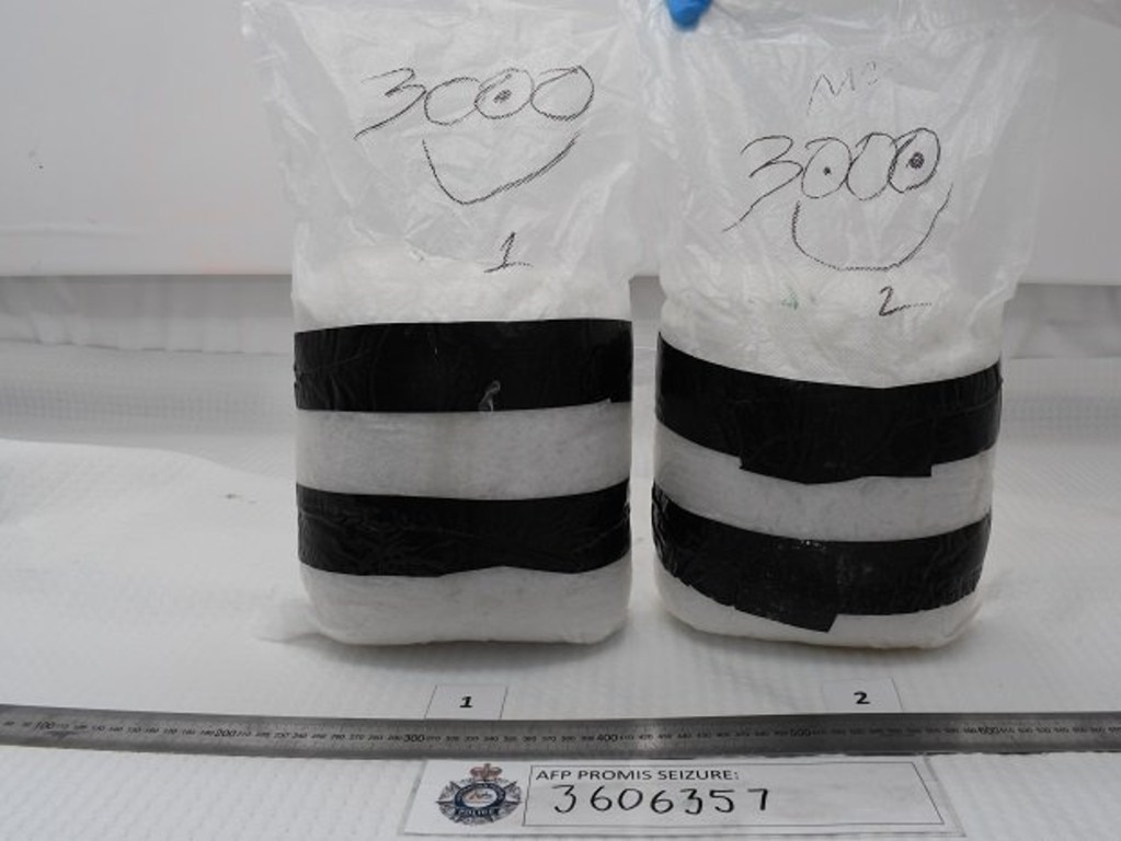 A 35-year-old man from Western Sydney was charged with allegedly importing approximately 20 kilograms of methamphetamine and 10 kilograms of cocaine. Picture: AFP