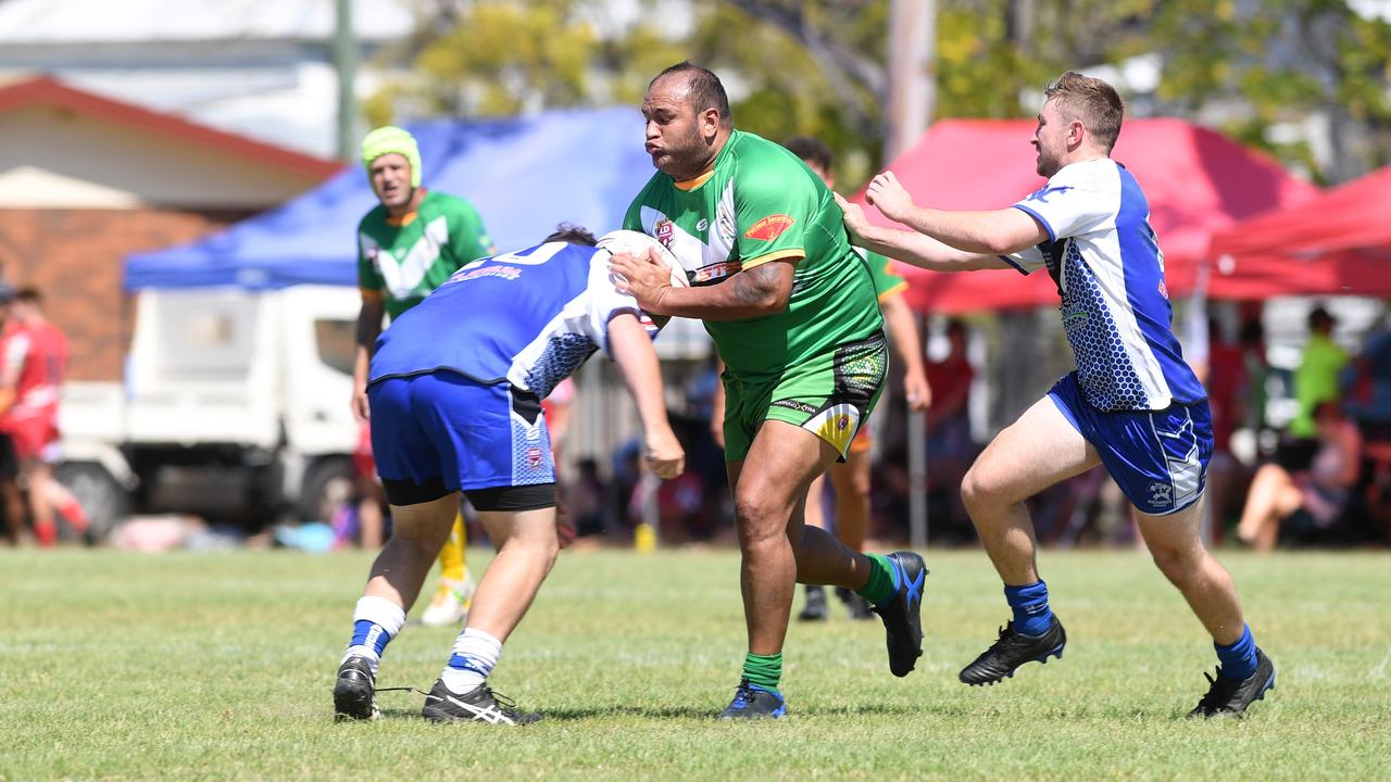RUGBY LEAGUE - A DAY AT THE PARK: Fitzroy Gracemere Sharks' Michael Batu with the ball