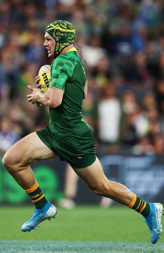 Kalyn Ponga wants to earn a Kangaroos jersey to sit alongside the one he wore in the World Cup 9's competition. Picture: AAP Image