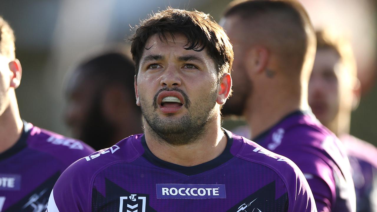 SYDNEY, AUSTRALIA - SEPTEMBER 27: Brandon Smith of the Storm looks on during the round 20 NRL match between the St George Illawarra Dragons and the Melbourne Storm at Netstrata Jubilee Stadium on September 27, 2020 in Sydney, Australia. (Photo by Mark Kolbe/Getty Images)