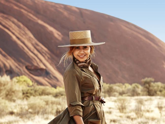 Jess Mauboy at Uluru. Picture: Are Media Pty Limited / contentshop.com.au.