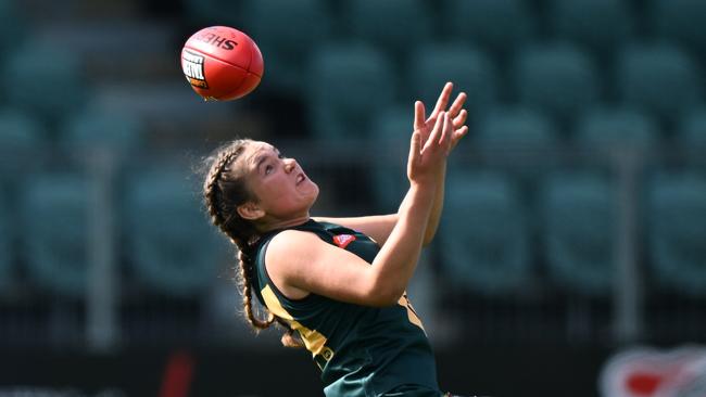 Georgia Clark of the Devils. Photo: Steve Bell/AFL Photos via Getty Images.