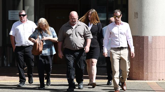 Family members of Trevor James Thomsen leave the Cairns Supreme Court after he was sentenced to 11 years jail for the manslaughter of his two year old nephew Chase Thomsen in September 2021. Picture: Brendan Radke