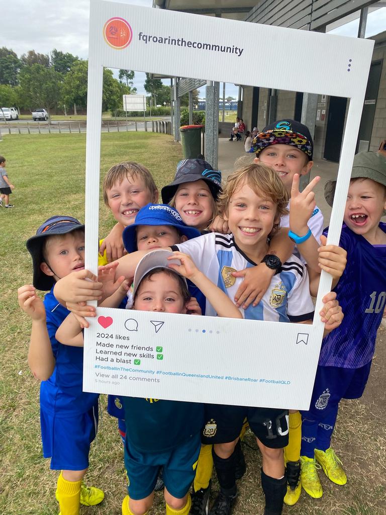 Young Sunshine Coast players participating in the first edition of the Football Queensland and Brisbane Roar FC Holiday Clinics.