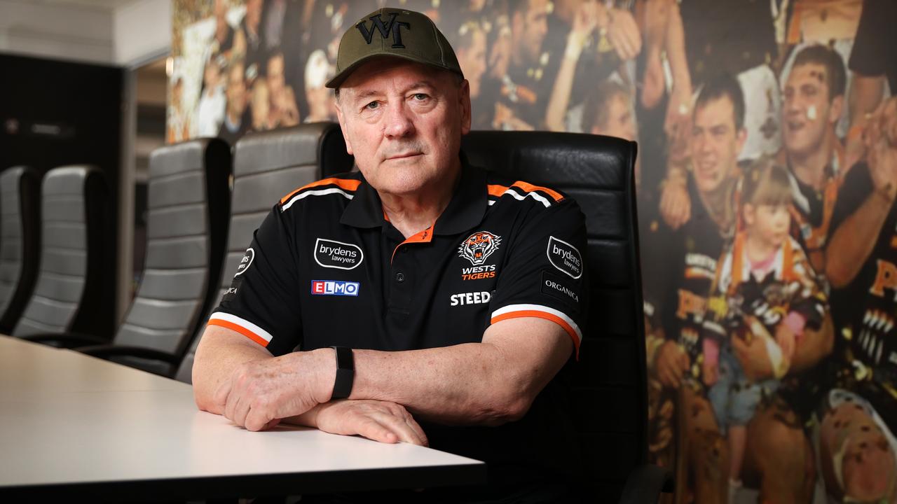 Wests Tigers head of football Tim Sheens says he hasn’t heard any complaints from the players about coach Michael Maguire. Picture: Richard Dobson