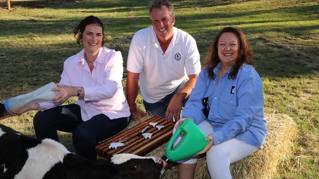 White stuff: Mat and Suzanne Daubney of Bannister Downs Dairy with investor and mining magnate Gina Rinehart..