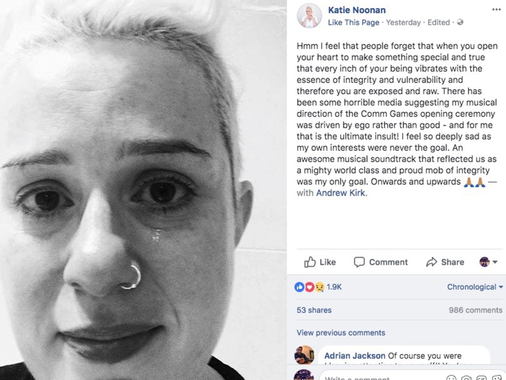 A Facebook post from musician Katie Noonan.