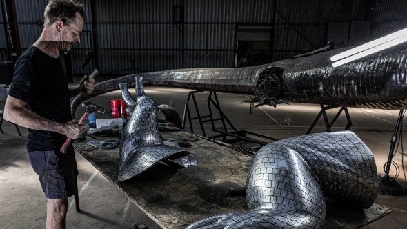 Steve Langton and a giant lizard