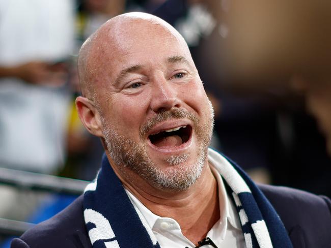 MELBOURNE, AUSTRALIA - MARCH 14: Carlton President Luke Sayers celebrates during the 2024 AFL Round 01 match between the Carlton Blues and the Richmond Tigers at the Melbourne Cricket Ground on March 14, 2024 in Melbourne, Australia. (Photo by Michael Willson/AFL Photos via Getty Images)