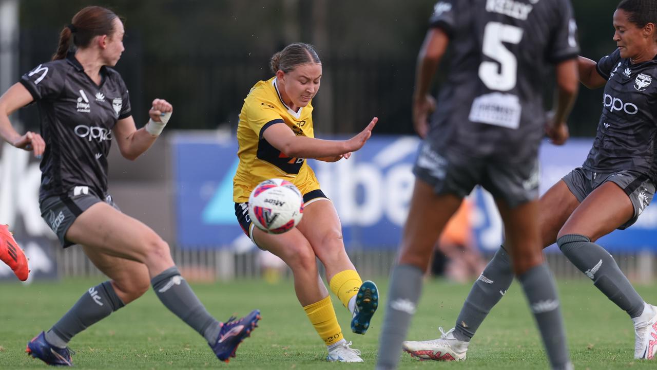 Tiana Fuller in action for the Mariners. The teenaged phenomenon has been compared to Sam Kerr. Picture: Scott Gardiner/Getty Images