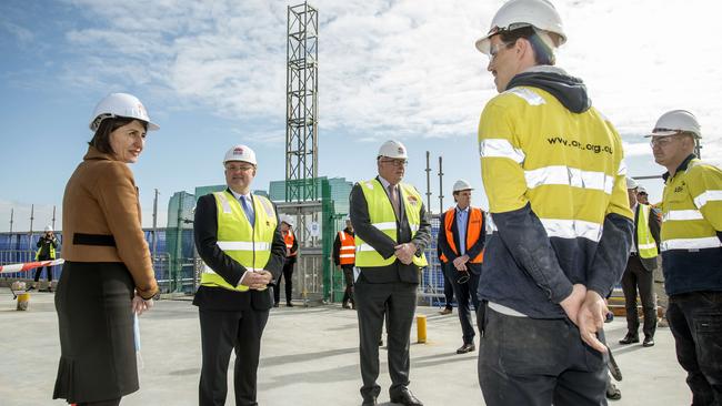 The topping out of the new Wyong Hospital building attracted a visit from NSW Premier Gladys Berejiklian. Picture: Troy Snook