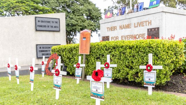 A display at the Logan Cenotaph in 2021. Picture: Richard Walker