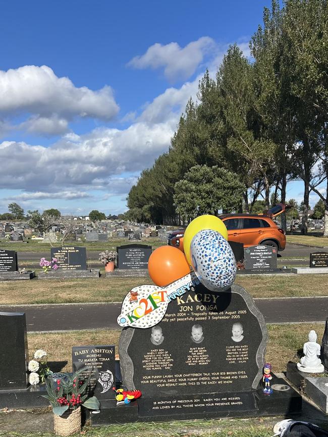 The grave of Kalyn Ponga's brother, Kacey, in New Zealand.