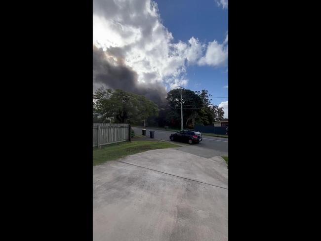 Abandoned house explodes into flames in Brisbane