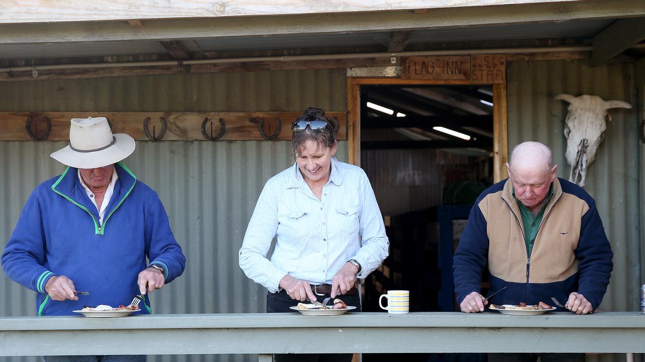 Secretary of the Snake Island Cattlemens Association Jen Bland, Bruce Chapman – or Chappy, and past president John Giliam. Picture: Andy Rogers