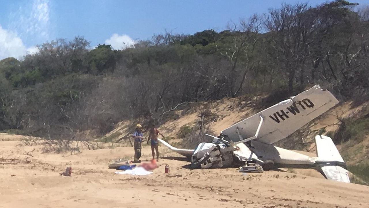 One person died and three were hospitalised after a light plane crashed at Bustard Head. Photo: RACQ LifeFlight Rescue