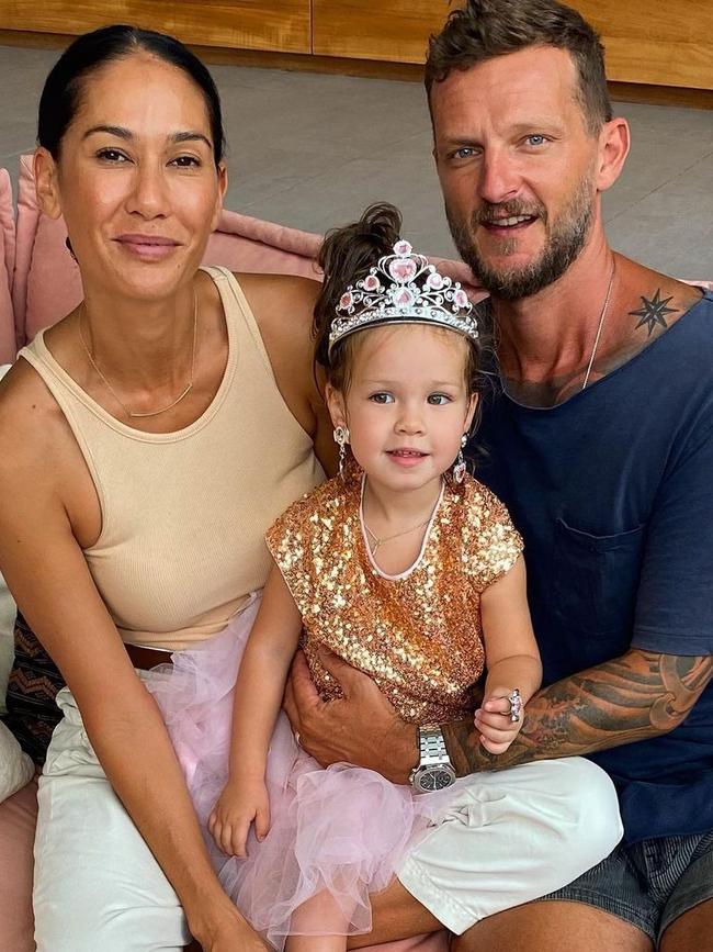 Lindy Klim, Adam Ellis and their daughter Goldie. Picture: Instagram