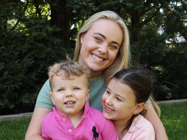 Amanda Lifbom, 20, from Sweden is working in Sydney as an Au-Pair for the Kristy and Matthew Lee. She is caring for their two kids, Auralia, 7 and Carter, 2 but her working holiday visa will expire in a few months. Picture: David Swift