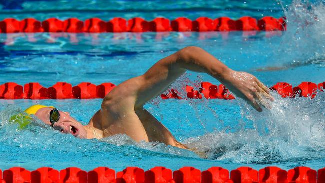 Australia's Clyde Lewis during his men’s 400m IM heat this morning. Photo: AFP