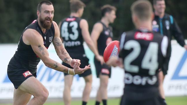 Charlie Dixon trains at Alberton Oval as his long-awaited comeback nears. Picture: Dean Martin