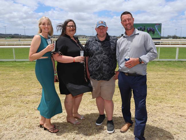 Travis Welch, Sarah Welch, Jackie Lilley and Steve Lilley at the Pakenham Cup. Picture: Brendan Beckett