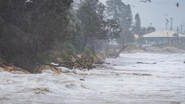 King tides combined with the east coast low to again raise concerns about erosion at Stockton Beach. Picture: Justin Martin.