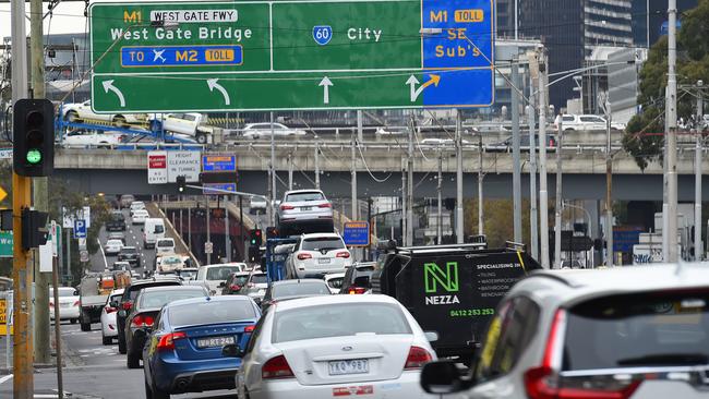 Choked Kings Way in Southbank. Picture: Josie Hayden