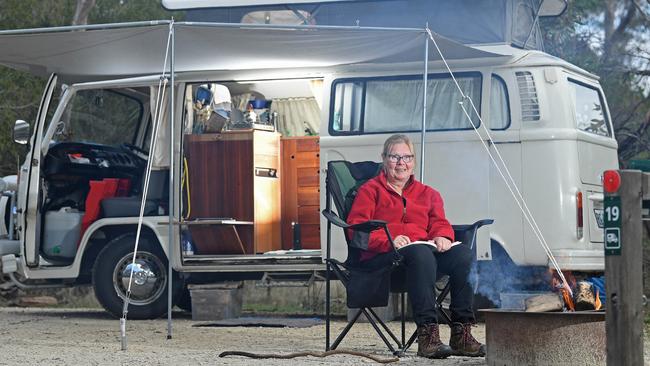 Ginny Bell of North Haven is enjoying camping at the Para Wirra campground. Picture: Tom Huntley