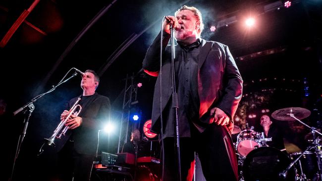 Russell Crowe performing at The Triffid on Thursday night. Picture: Andrew Treadwell