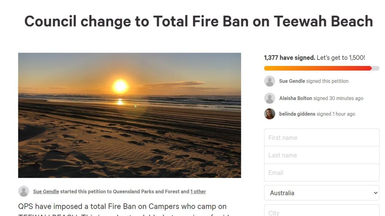 A petition that was created when the temporary fire ban turned permanent in April has received more than 1300 signatures.