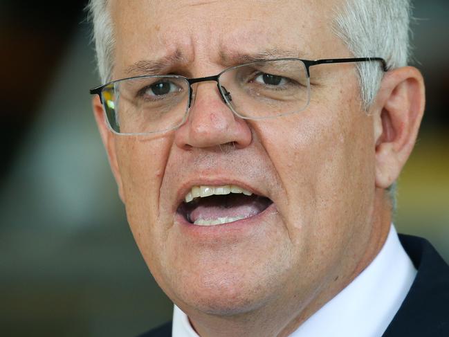 SYDNEY, AUSTRALIA - NewsWire Photos, FEBRUARY 02 2022: Prime Minister Scott Morrison visits the RAAF base at Richmond and addresses the media during a press conference in Sydney. Picture Gaye Gerard / NCA Newswire.