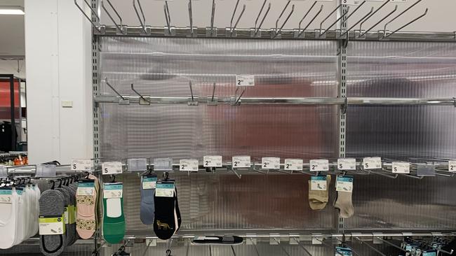 Empty shelves at Kmart Eastgardens. Picture: Benedict Brook