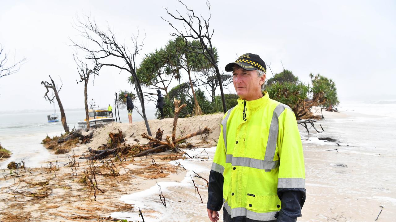 Peter Diezmann, helmsman of Caloundra Coast Guard, on Bribie. Picture: Patrick Woods.