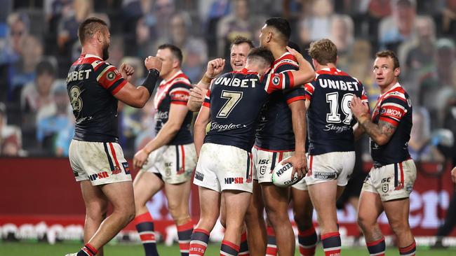 The Roosters have ended the Eels undefeated run, extending their own run to five in a row. Picture: Getty Images.