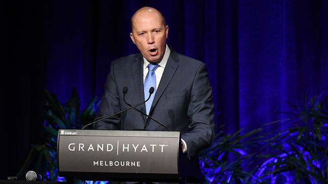 Peter Dutton at the global terrorism conference in Melbourne. Picture: AAP