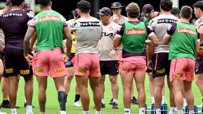 Kevin Walters speaks to his players at training on Thursday. Picture: Getty Images