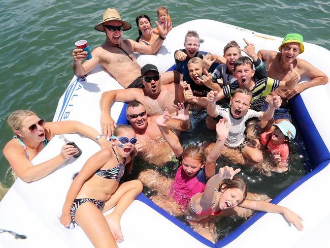 Australia Day on the Broadwater. Photo at Wavebreak Island of the Wilkinson, Cox, Coyle and Hicks families. Photo by Richard Gosling