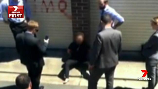 One of the teen is detained in Bankstown after police swooped to prevent an alleged terror attack. Picture: Seven News