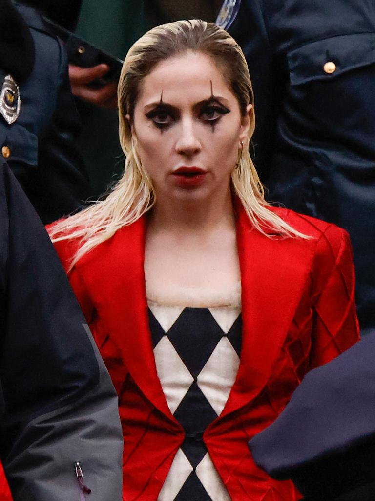 Gaga in character as Harley Quinn. Picture: KENA BETANCUR / AFP